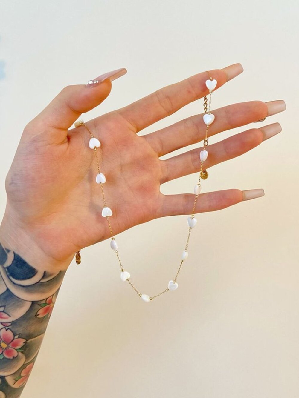 White Heart Choker Necklace Cute Dainty Gold Chain Romantic Y2K Coquette Gift - Picture 4 of 5